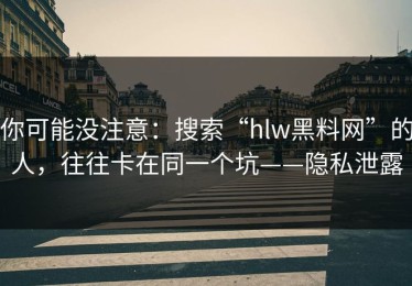 你可能没注意：搜索“hlw黑料网”的人，往往卡在同一个坑——隐私泄露