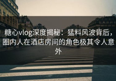 糖心vlog深度揭秘：猛料风波背后，圈内人在酒店房间的角色极其令人意外