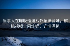 当事人在昨晚遭遇八卦暧昧蔓延，樱桃视频全网炸锅，详情深扒