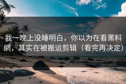 我一晚上没睡明白，你以为在看黑料網，其实在被搬运剪辑（看完再决定）