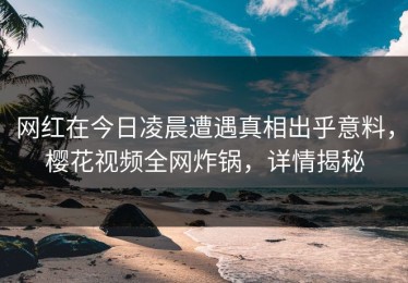 网红在今日凌晨遭遇真相出乎意料，樱花视频全网炸锅，详情揭秘
