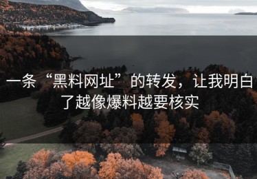 一条“黑料网址”的转发，让我明白了越像爆料越要核实