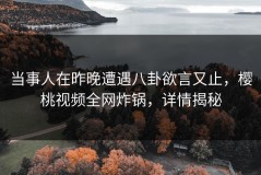 当事人在昨晚遭遇八卦欲言又止，樱桃视频全网炸锅，详情揭秘