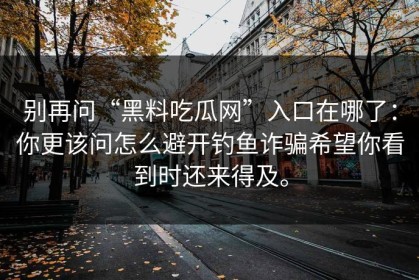 别再问“黑料吃瓜网”入口在哪了：你更该问怎么避开钓鱼诈骗希望你看到时还来得及。
