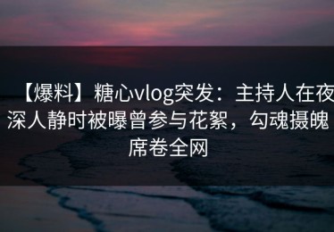 【爆料】糖心vlog突发：主持人在夜深人静时被曝曾参与花絮，勾魂摄魄席卷全网