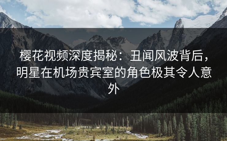 樱花视频深度揭秘：丑闻风波背后，明星在机场贵宾室的角色极其令人意外