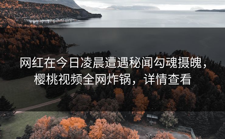 网红在今日凌晨遭遇秘闻勾魂摄魄，樱桃视频全网炸锅，详情查看
