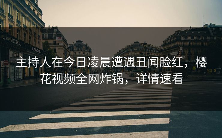 主持人在今日凌晨遭遇丑闻脸红，樱花视频全网炸锅，详情速看