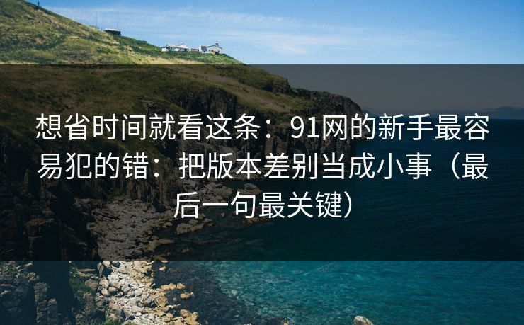 想省时间就看这条：91网的新手最容易犯的错：把版本差别当成小事（最后一句最关键）